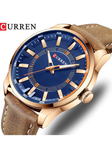 KRED22202111 Curren 8390 Modern Kuvars Saatler Erkekler Için Analog Su Geçirmez Relojes Lüks Izle Erkek Deri (Yurt Dışından)