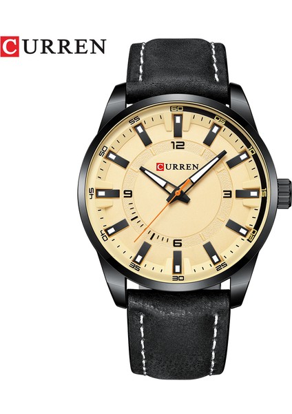 KRED22202111 Curren 8390 Modern Kuvars Saatler Erkekler Için Analog Su Geçirmez Relojes Lüks Izle Erkek Deri (Yurt Dışından)