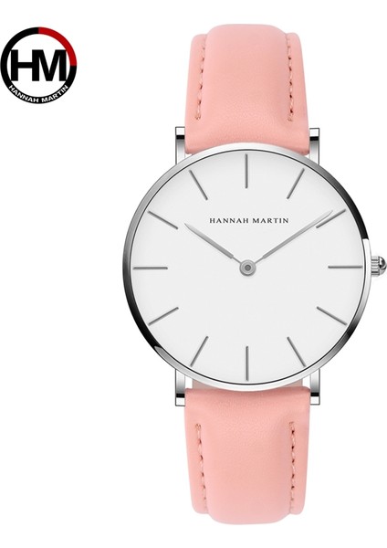 Pembe ve Gümüş Fotoğraf Olarak Montre Femme Hannah Martin Orijinal Marka Moda Kadın Kuvars Saatler Özel Logo Bayanlar Minimalist Izle (Yurt Dışından)