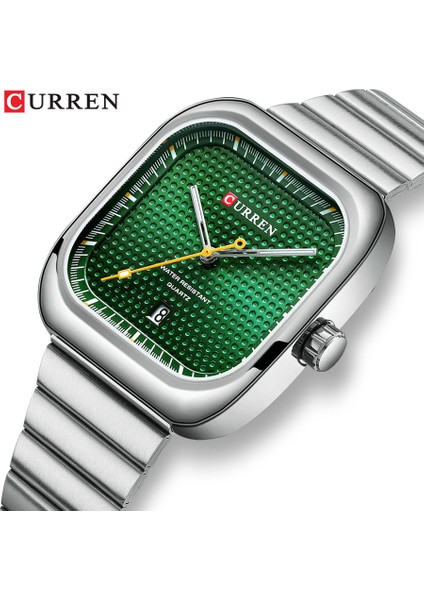 B Curren Sıcak Iş Takvimi Paslanmaz Çelik Kuvars Saatler Erkekler Için Aydınlık Kare Kol Saati Erkekler Lüks Izle Ultra-Ince Reloj (Yurt Dışından)