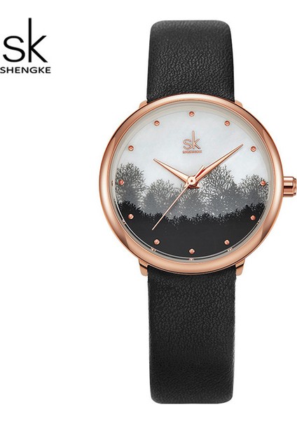 9020-1 Shengke K9020 Sky Bayanlar Kuvars Izle Analog Resim Kadran Moda Deri Tasarımcısı Saatler Kadınlar Için (Yurt Dışından) modelleri