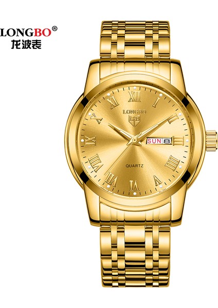 83055-2 Longbo 83055 Longbo 83055 Büyük Kadran Beyefendi Kuvars Saatler Takvim Çelik Orijinal Erkek Saat Su Geçirmez (Yurt Dışından)