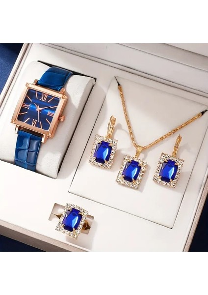 Kutu Moda Yusa 448 5 Adet/takım Kadın Izle Vintage Kare Işaretçi Kuvars Izle ve Taklidi Takı Seti Hediye (Yurt Dışından) modelleri