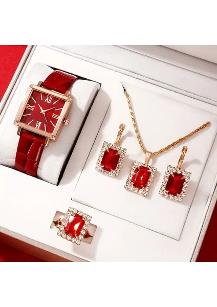 Kutu Moda Yusa 448 5 Adet/takım Kadın Izle Vintage Kare Işaretçi Kuvars Izle ve Taklidi Takı Seti Hediye (Yurt Dışından) fırsatları