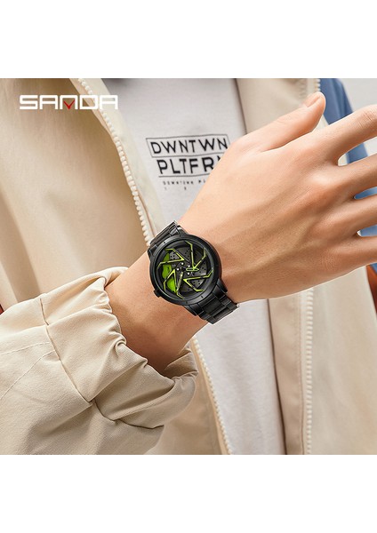 Mavi Kırmızı Katı Çelik Kemer Sanda P1088 Sıcak Satış Katı Çelik Kemer Dönen Araba Tekerleği Kadran Modelleri Erkek Premium Kuvars Izle Moda Rahat Erkek Saat (Yurt Dışından) modelleri