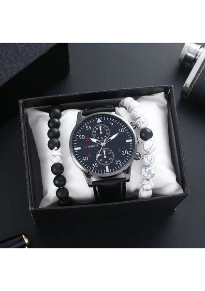 Box1 Lüks 2023 Punk 3 Adet/takım Doğal Taş Bilezik ve Kuvars Saat Setleri Hediye Kutusu Moda Erkek Saat Setleri Kutusu ile CC002 (Yurt Dışından) fiyatları