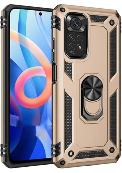 Xiaomi Redmi Note 11 Kılıf Sofya Yüzüklü Silikon Kapak - Gold 300099