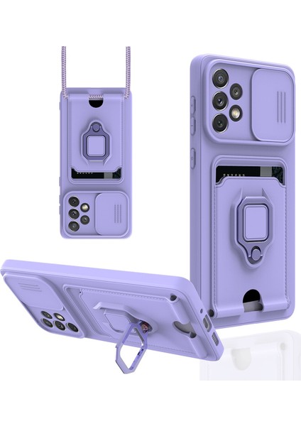 Samsung Galaxy A53 5g Kılıf Zuma Kartvizitli Yüzüklü Silikon - Lila 300099