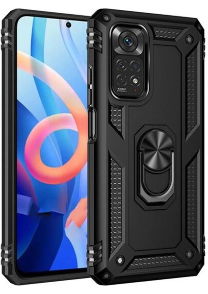Xiaomi Redmi Note 11 Kılıf Sofya Yüzüklü Silikon Kapak - Siyah 300099