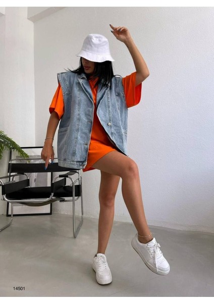 Kadın Antrasit Yan Cep Detaylı %100 Pamuk Denim Yelek Ceket fiyatları