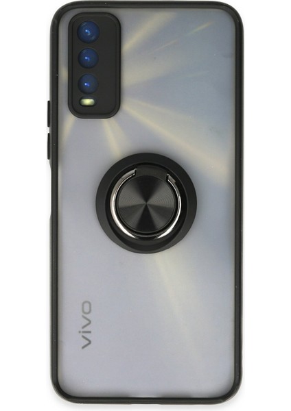 Vivo Y20 Kılıf Montreal Yüzüklü Silikon Kapak - Siyah 300099