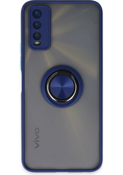Vivo Y11S Kılıf Montreal Yüzüklü Silikon Kapak - Lacivert 300099