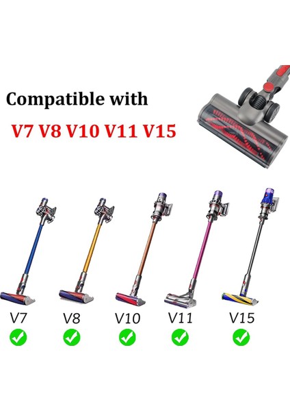 Türbin Fırça Kafası Dyson V7 V8 V10 V11 V15 LED Farlar ile Elektrikli Süpürge Zemin Aparatı (Yurt Dışından) indirimleri
