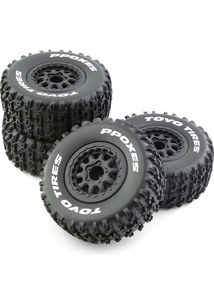 4 Adet 112MM 1/10 Kısa Kulvar Kamyon Lastikleri Lastik Tekerlek 12MM Hex Için Traxxas Slash Arrma Senton Vkar 10SC Hpı Rc Araba (Yurt Dışından)