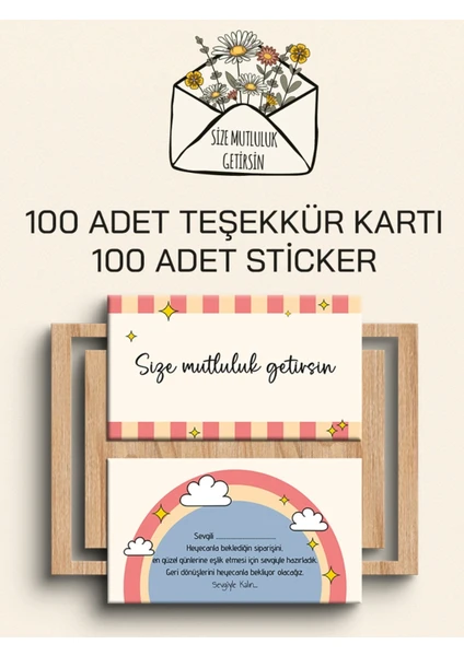 Paytak Moda 100 Adet Teşekkür Kartı ve 100 Adet Teşekkür Sticker 19