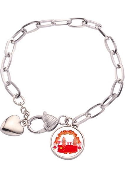 Çin Kızıl Ulusal Bayrak Kulesi Lanttern Kalp Chain Bracelet Jewelry Charm Modu (Yurt Dışından)