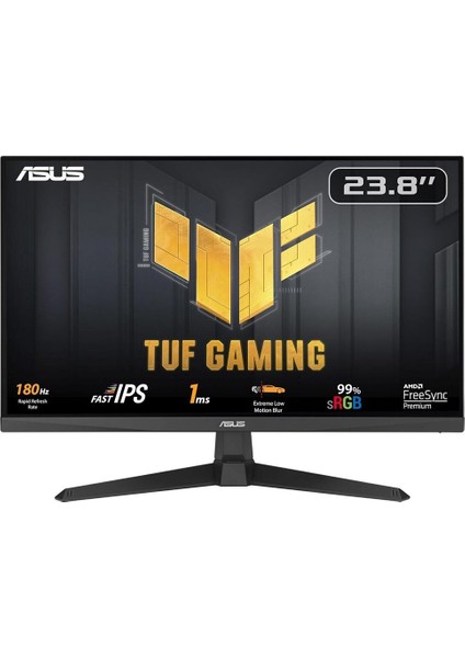 ASUS TUF GAMING VG249QL3A   23.8 HDR FAST IPS FREESYNC VE G-SYNC UYUMLU 1920x1080 1MS 180HZ DP HDMI MM VESA 3YIL ELMB,EYECARE, FLICKER-FREE,PIVOT,%99 Srgb Monitör