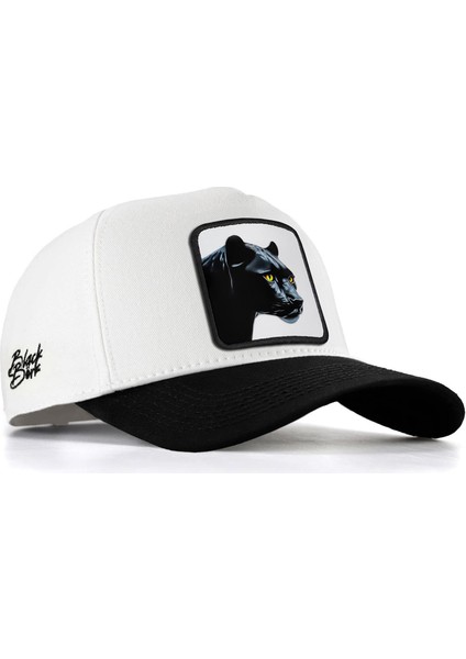 V1 Baseball Panter - 4 Kod Logolu Unisex Beyaz-Siyah Siperli Şapka (Cap)