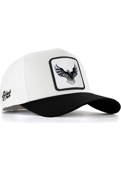 V1 Baseball Kartal - 4 Kod Logolu Unisex Beyaz-Siyah Siperli Şapka (Cap)