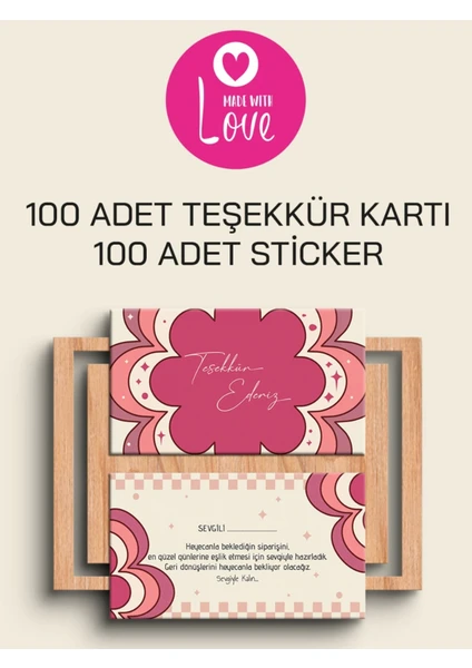 Paytak Moda 100 Adet Teşekkür Kartı ve 100 Adet Teşekkür Sticker 10