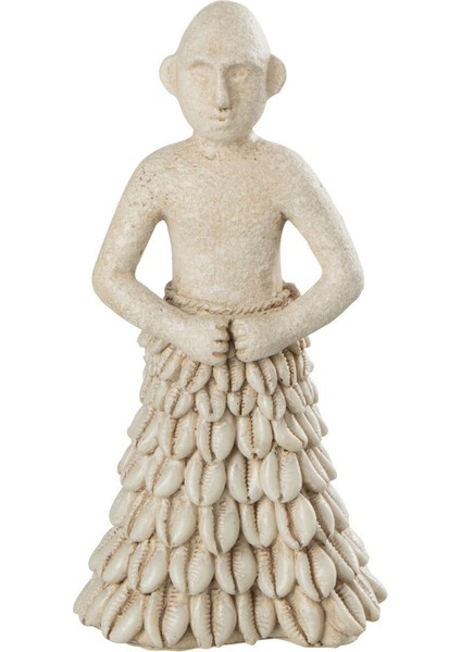 Kabuk Detaylı Etnic Figür / Bej