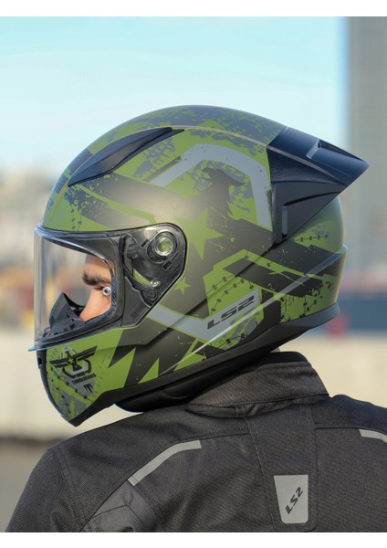 Rapıd 2 Race Thunder Bırds Mat Yeşil-Siyah-Gri Kask