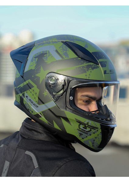 Rapıd 2 Race Thunder Bırds Mat Yeşil-Siyah-Gri Kask