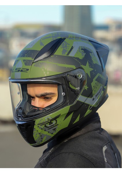 Rapıd 2 Race Thunder Bırds Mat Yeşil-Siyah-Gri Kask