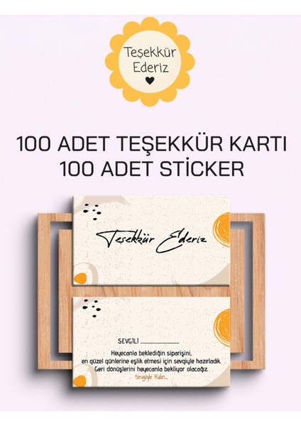 Paytak Moda 100 Adet Teşekkür Kartı ve 100 Adet Teşekkür Sticker 17