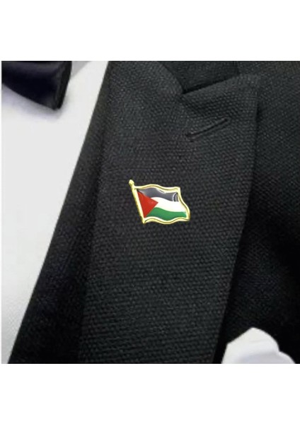 Filistin Bayrağı Kudüs - Palestine Metal Yaka Iğnesi Gümüş 5 Adet Rozet