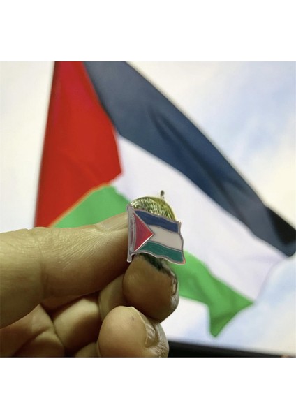 Filistin Bayrağı Kudüs - Palestine Metal Yaka Iğnesi Gümüş 5 Adet Rozet
