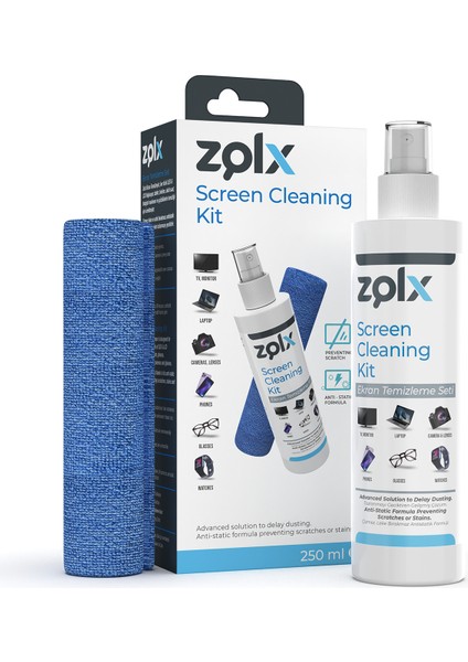 Ekran Temizleme Seti 250ML * 8 Adet ( Mikrofiber Bez ) Lcd, Led, Ekran, Laptop, Tablet, Bilgisayar, Televizyon, Cep Telefonu, Gözlük, Kamera, Koruyucu ve Parlatıcı Doğal Temizleme