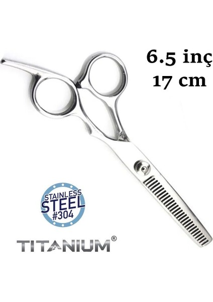 Klasik Titanyum Ara Efile Inceltme Makası Kuyruklu 6.5 Inç 17CM XLQ515KROM