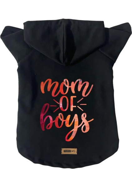 Kapişonlu Polar Sweatshirt Köpek ve Kedi Kıyafeti & Elbisesi - Siyah Boys Mom