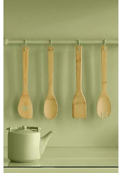 4 Parça Ahşap Servis Seti – Kaşık Spatula Seti