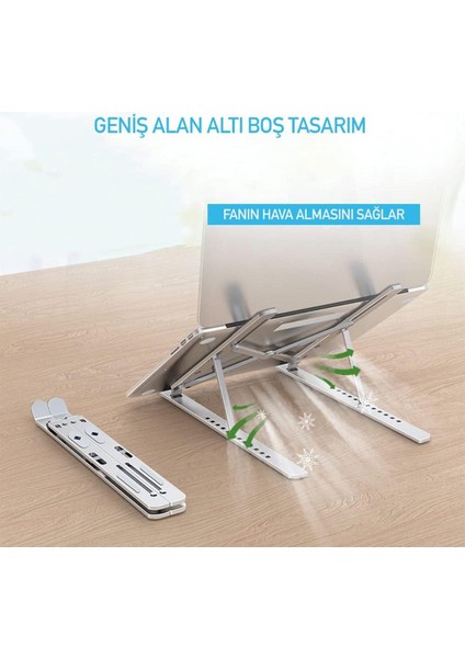 Taşınabilir Katlanır Kaymaz Ayarlı Metal Notebook Dizüstü Bilgisayar Yükseltici Laptop Standı