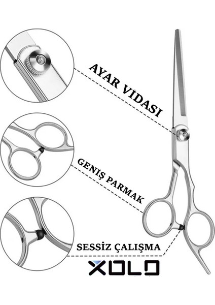 Klasik Titanyum Saç Kesim Makası Düz Uçlu Kuyruklu 6.5 Inç 17CM XLQ515KROM