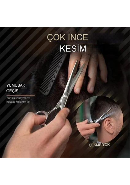 Klasik Titanyum Saç Kesim Makası Düz Uçlu Kuyruklu 6.5 Inç 17CM XLQ515KROM