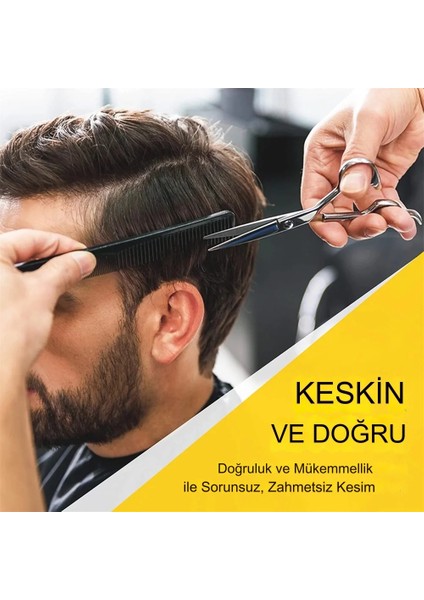 Klasik Titanyum Saç Kesim Makası Düz Uçlu Kuyruklu 6.5 Inç 17CM XLQ515KROM