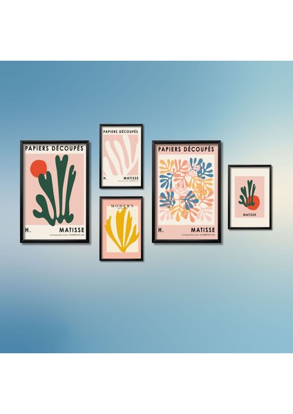 5'li Ahşap Lamine Çerçeveli Mdf Tablo Seti Pembe Henri Matisse fiyatları