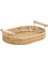 Sentetik Hasır Oval Ahşap Kulplu Tepsi 30 Cm 1