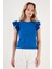 Pamuklu Kolları Fırfırlı Slim Fit Bisiklet Yaka T Shirt Kadın T Shirt 5864500 2