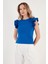 Pamuklu Kolları Fırfırlı Slim Fit Bisiklet Yaka T Shirt Kadın T Shirt 5864500 3