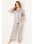 Çizgili Doğal Viskon Soft Yumuşak Düğmeli Pijama Takımı 1