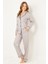 Çizgili Doğal Viskon Soft Yumuşak Düğmeli Pijama Takımı 2