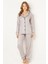 Çizgili Doğal Viskon Soft Yumuşak Düğmeli Pijama Takımı 4