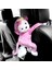 Pembe ve Beyaz Şerit Araba Peluş Bebek Doku Kutusu Giysili Maymun Doku Kutusu Araba Aksesuarları Asılı Muz Maymun Araba Koltuğu Geri Araba Dekorasyon (Yurt Dışından) 1