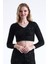 Simli Sakallı Abiye Crop Bluz | BLZ35283 Siyah 1