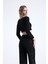 Simli Sakallı Abiye Crop Bluz | BLZ35283 Siyah 5