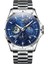 Çelik-Gümüş Mavi Kuvars Izle Oem Özel Logo Ay Lüks Faz Lüks Moda Çok Fonksiyonlu Reloj Su Geçirmez Kronograf Izle Erkekler Için Kuvars Saatler (Yurt Dışından) 1